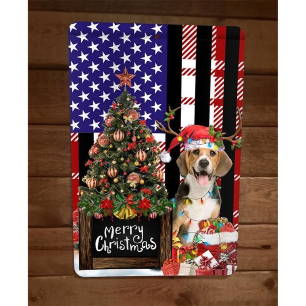 Merry‎ Christmas Beagle Dog Xmas 8x12 Metal Wall Sign Animal Poster #3